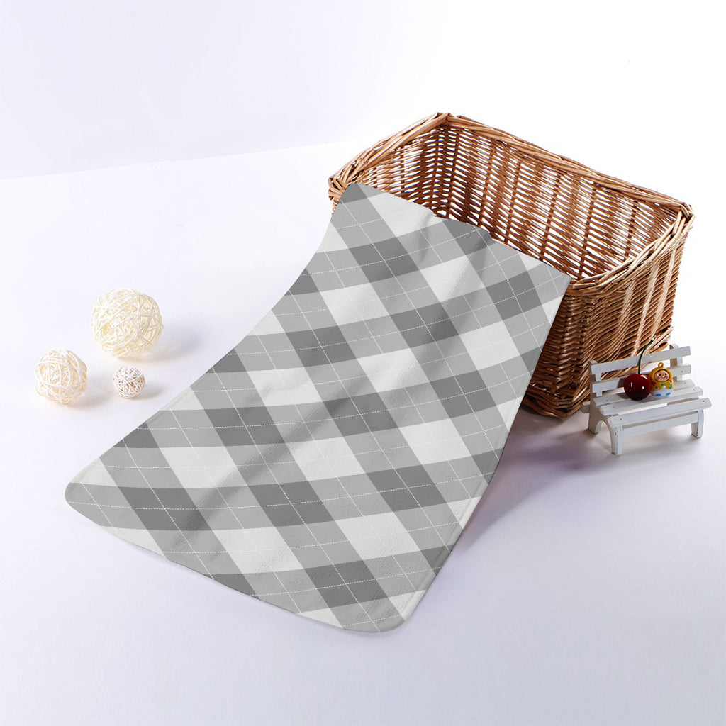 Grey Argyle Pattern Print Towel