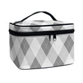 Grey Argyle Pattern Print Travel Makeup Bag