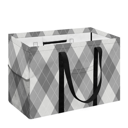 Grey Argyle Pattern Print Utility Tote Bag