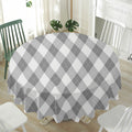 Grey Argyle Pattern Print Waterproof Round Tablecloth