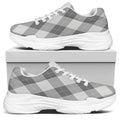 Grey Argyle Pattern Print White Chunky Shoes