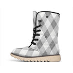 Grey Argyle Pattern Print Winter Boots