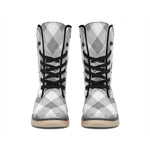 Grey Argyle Pattern Print Winter Boots