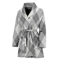 Grey Argyle Pattern Print Women's Bathrobe
