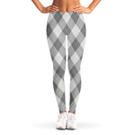 Grey Argyle Pattern Print Women's Leggings
