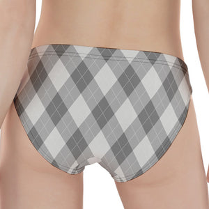 Grey Argyle Pattern Print Women's Panties