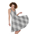 Grey Argyle Pattern Print Sleeveless Knee Length Dress
