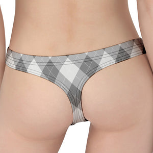 Grey Argyle Pattern Print Women's Thong