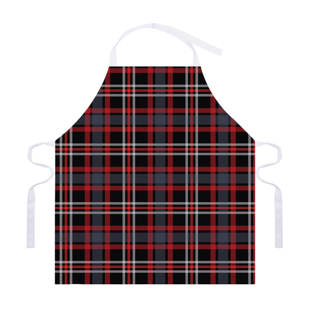 Grey Black And Red Scottish Plaid Print Adjustable Apron