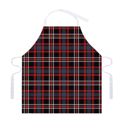 Grey Black And Red Scottish Plaid Print Adjustable Apron