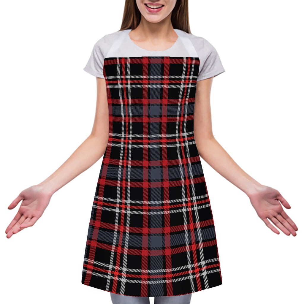 Grey Black And Red Scottish Plaid Print Adjustable Apron