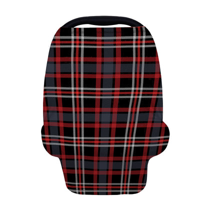 Grey Black And Red Scottish Plaid Print Baby Seat Cover