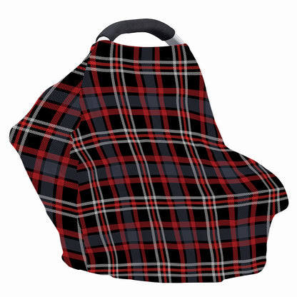 Grey Black And Red Scottish Plaid Print Baby Seat Cover