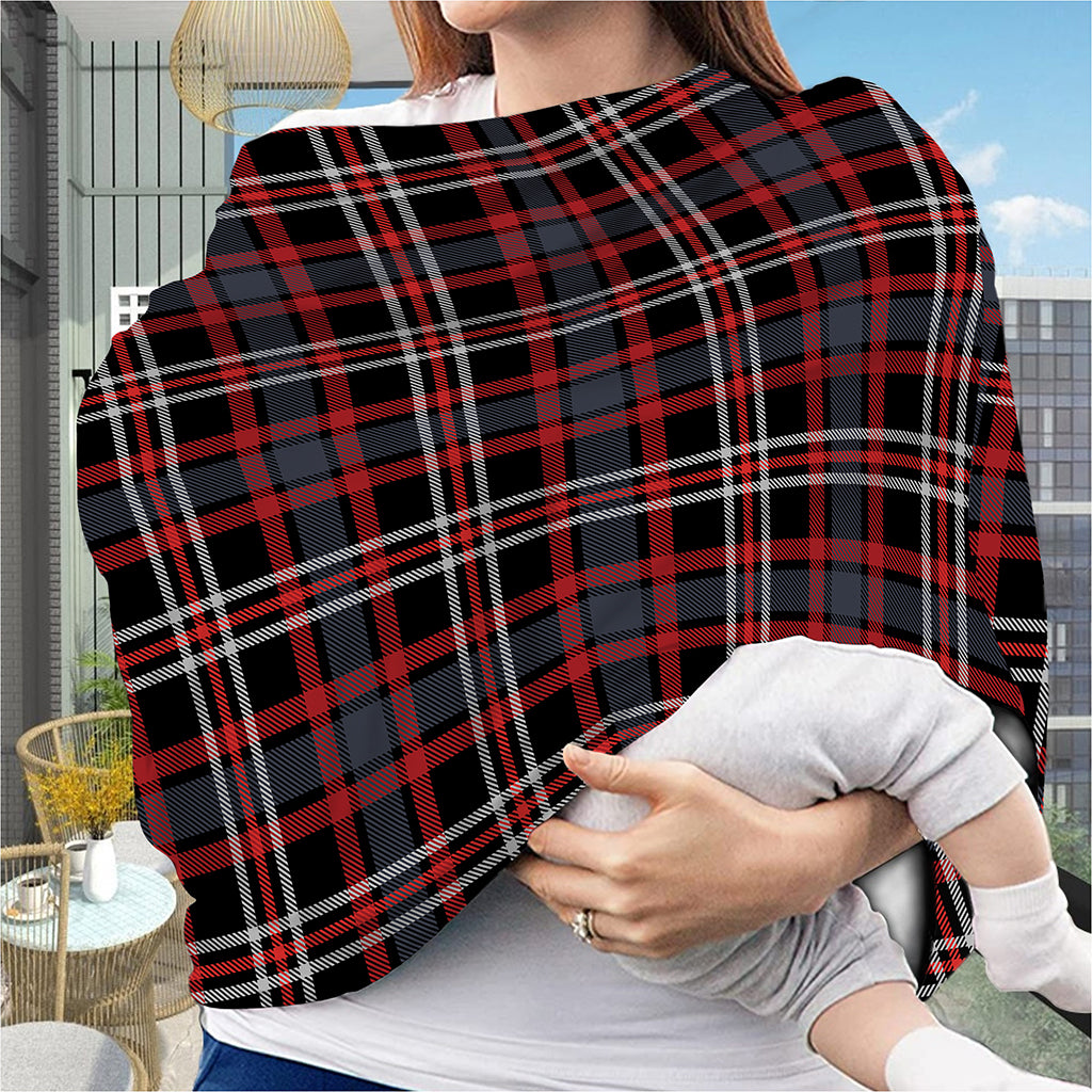 Grey Black And Red Scottish Plaid Print Baby Seat Cover