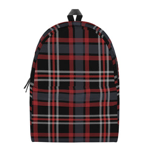 Grey Black And Red Scottish Plaid Print Backpack