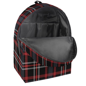 Grey Black And Red Scottish Plaid Print Backpack