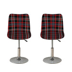 Grey Black And Red Scottish Plaid Print Bar Stool Covers