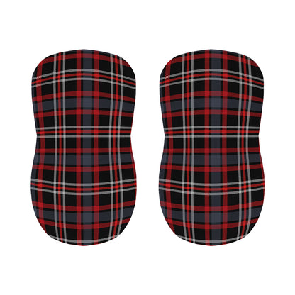 Grey Black And Red Scottish Plaid Print Bar Stool Covers