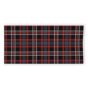 Grey Black And Red Scottish Plaid Print Beach Towel