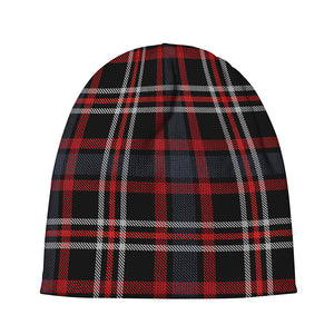 Grey Black And Red Scottish Plaid Print Beanie