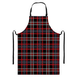 Grey Black And Red Scottish Plaid Print Bib Apron With Pocket