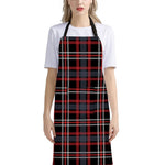 Grey Black And Red Scottish Plaid Print Bib Apron With Pocket