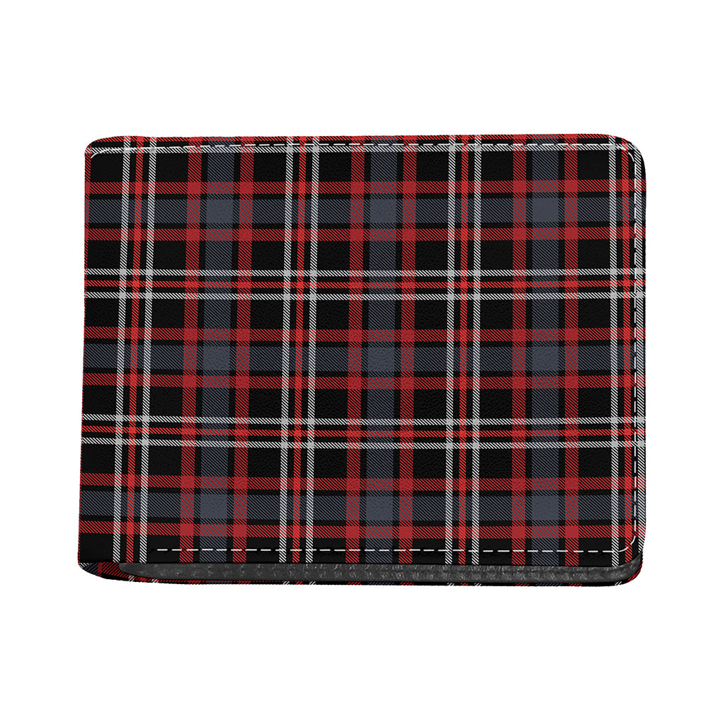 Grey Black And Red Scottish Plaid Print Bifold Wallet