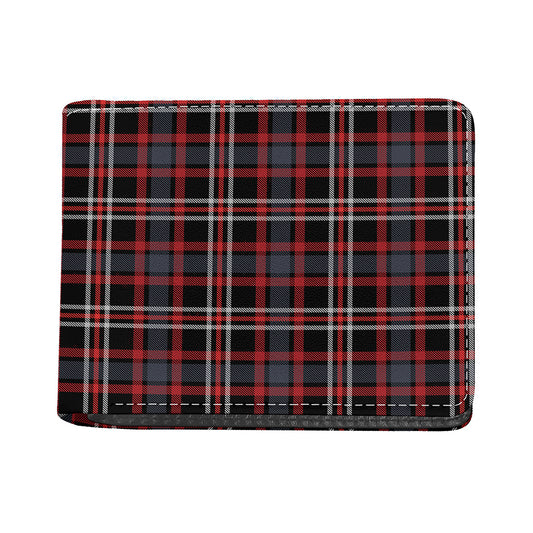 Grey Black And Red Scottish Plaid Print Bifold Wallet