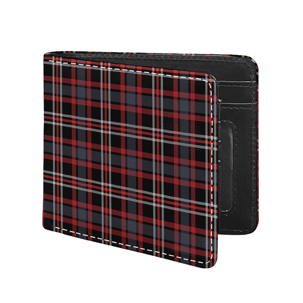 Grey Black And Red Scottish Plaid Print Bifold Wallet