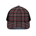 Grey Black And Red Scottish Plaid Print Black Mesh Trucker Hat