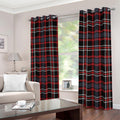 Grey Black And Red Scottish Plaid Print Dimout Grommet Curtains
