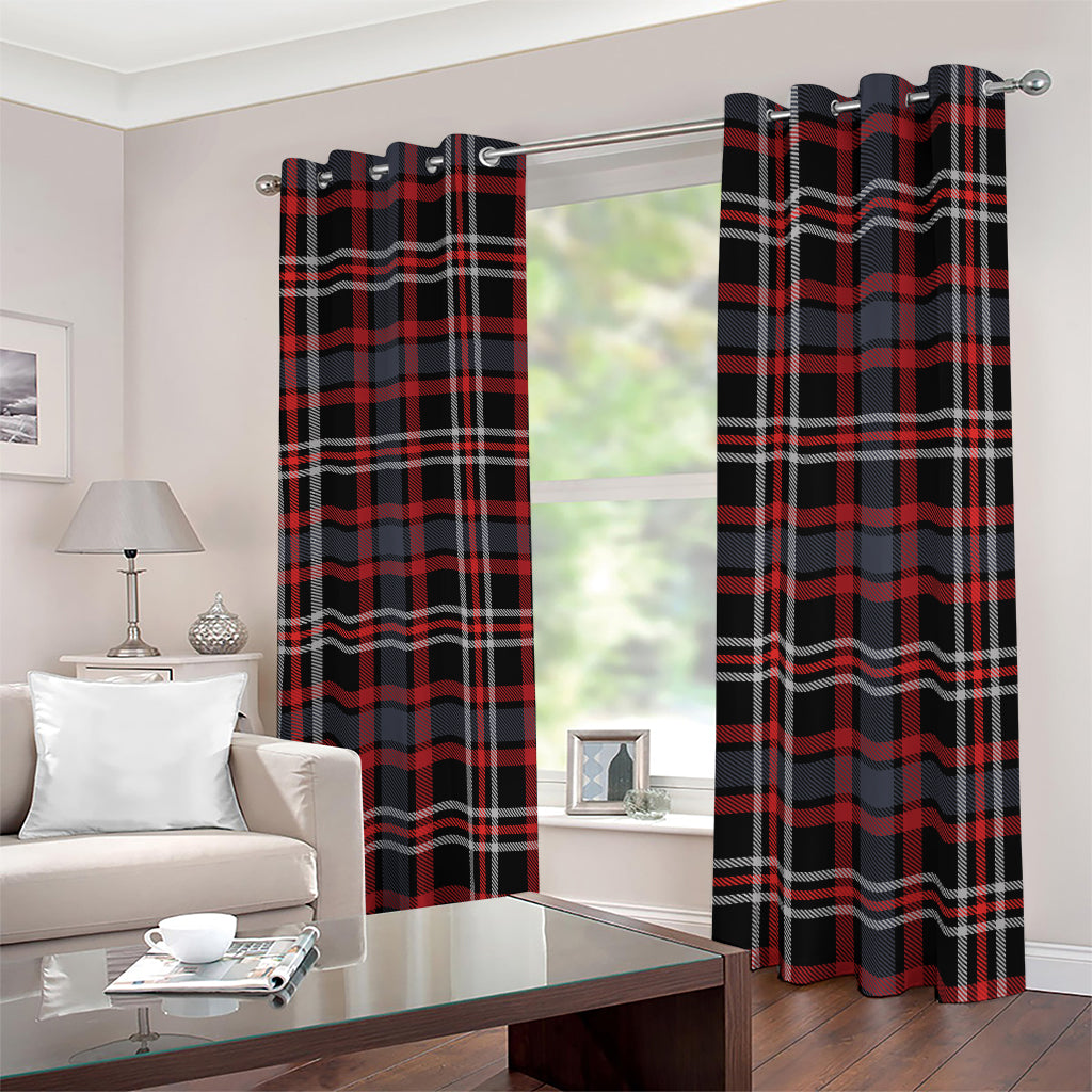 Grey Black And Red Scottish Plaid Print Blackout Grommet Curtains