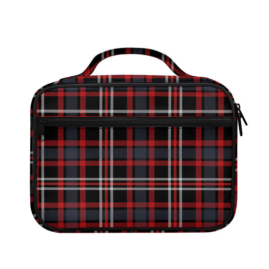 Grey Black And Red Scottish Plaid Print Briefcase Bible Bag