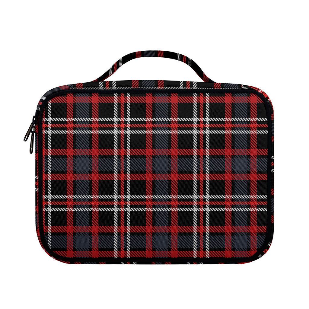 Grey Black And Red Scottish Plaid Print Briefcase Bible Bag