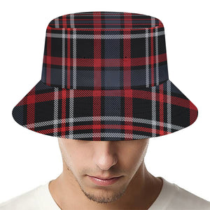 Grey Black And Red Scottish Plaid Print Bucket Hat