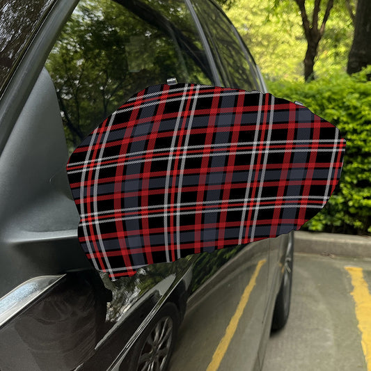 Grey Black And Red Scottish Plaid Print Car Side Mirror Covers