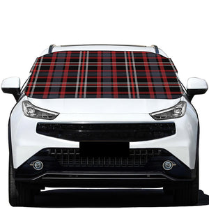 Grey Black And Red Scottish Plaid Print Car Windshield Snow Cover