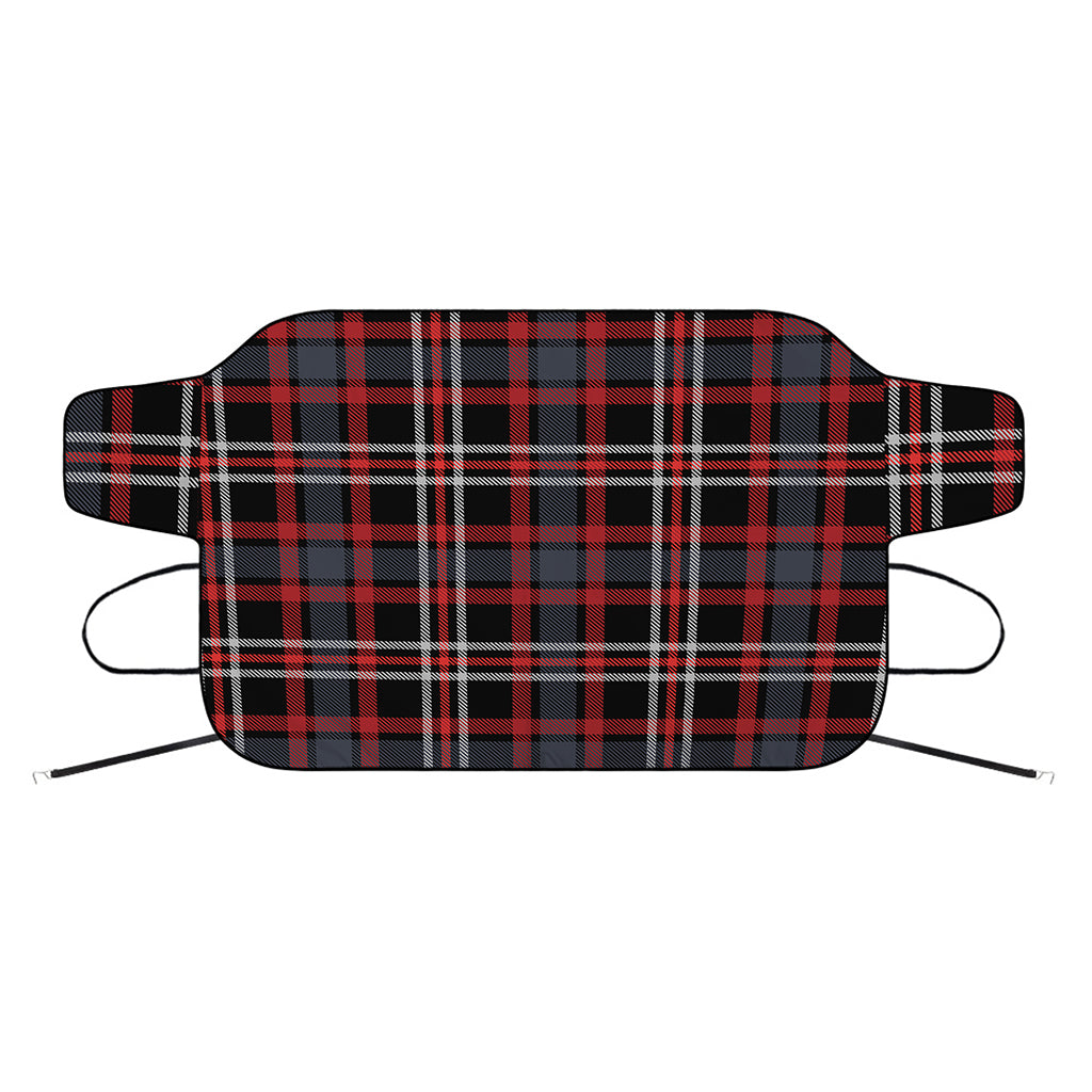 Grey Black And Red Scottish Plaid Print Car Windshield Snow Cover