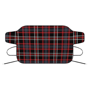 Grey Black And Red Scottish Plaid Print Car Windshield Snow Cover