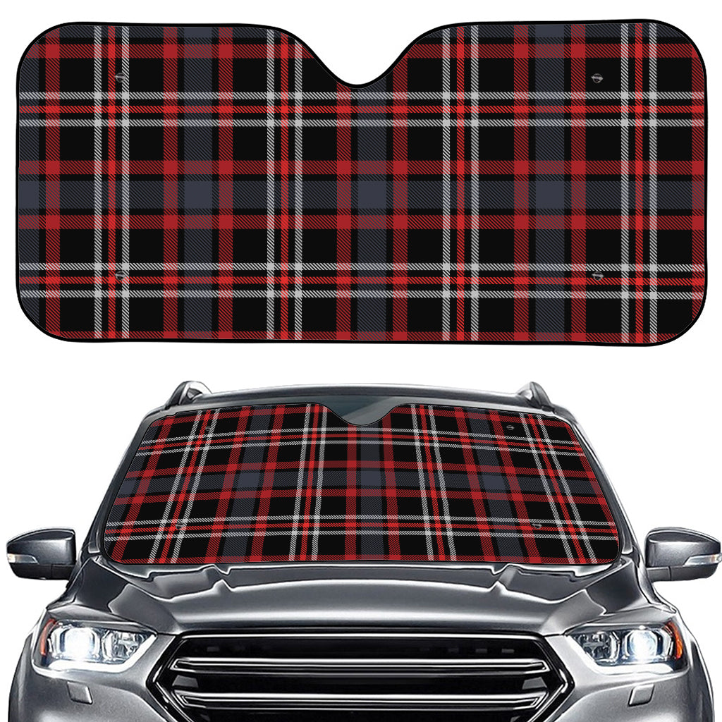 Grey Black And Red Scottish Plaid Print Car Windshield Sun Shade