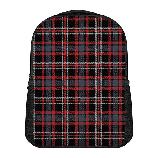 Grey Black And Red Scottish Plaid Print Casual Backpack