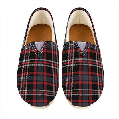 Grey Black And Red Scottish Plaid Print Casual Shoes