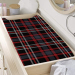 Grey Black And Red Scottish Plaid Print Changing Pad Cover