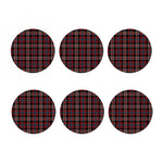Grey Black And Red Scottish Plaid Print Coaster Set