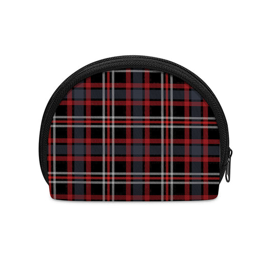Grey Black And Red Scottish Plaid Print Coin Purse