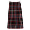 Grey Black And Red Scottish Plaid Print Cotton Front Slit Maxi Skirt