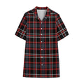 Grey Black And Red Scottish Plaid Print Cotton Hawaiian Shirt
