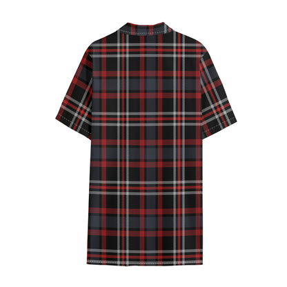 Grey Black And Red Scottish Plaid Print Cotton Hawaiian Shirt