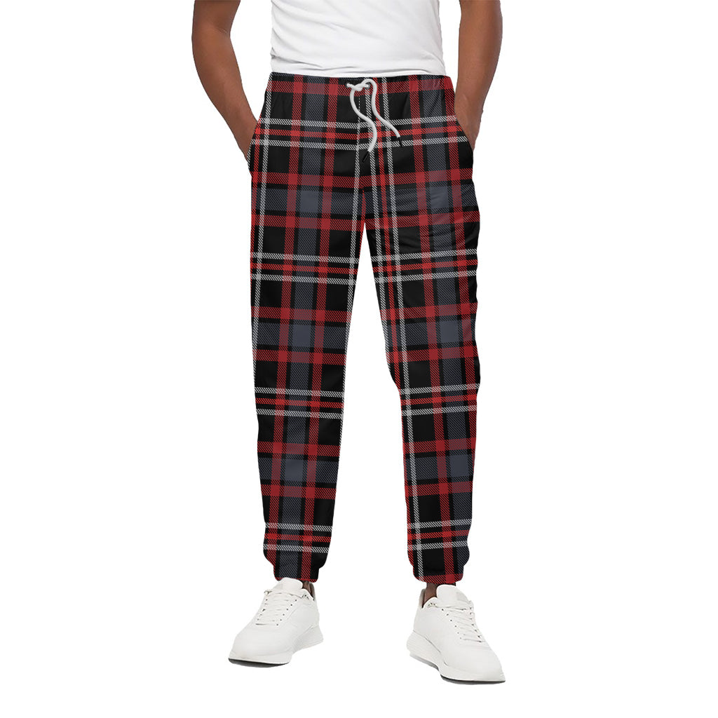 Grey Black And Red Scottish Plaid Print Cotton Pants