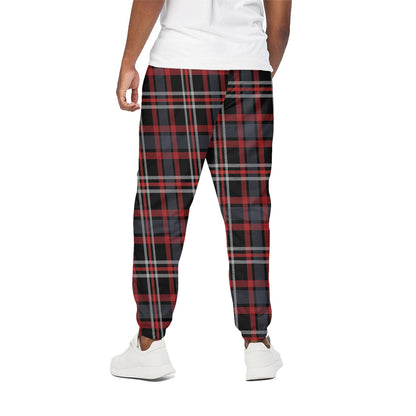 Grey Black And Red Scottish Plaid Print Cotton Pants